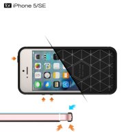iPhone 5SE 5S 5 Cover Schutzhülle TPU Silikon Textur/Carbon Design Schwarz