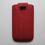 Universal Handy-Leder-Tasche Etui Kroko Style Handys bis 5 Zoll Rot