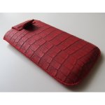 Universal Handy-Leder-Tasche Etui Kroko Style Handys bis 5 Zoll Rot