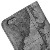 iPhone 6 &amp; 6S Case Handytasche Standfunktion Kartenslot Seekarten Style Grau