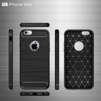 iPhone 6 Plus &amp; 6S Plus Schutzh&uuml;lle TPU Silikon Textur/Carbon Design Schwarz