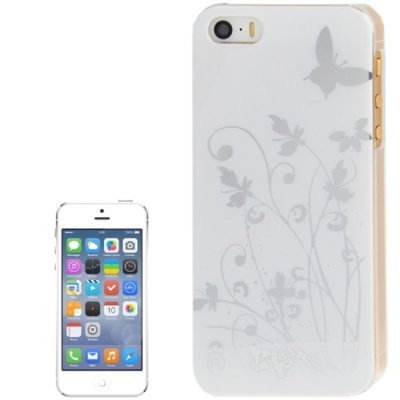 iPhone 5SE 5S 5 Cover Schutzh&uuml;lle Schmetterling Motiv Weiss