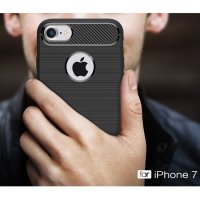 iPhone SE (2020) iPhone 8/7 Schutzhülle TPU Silikon Textur/Carbon Design Schwarz