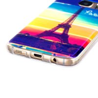 Samsung Galaxy S7 Cover Schutzhülle TPU Silikon Blue-ray Eiffelturm Motiv