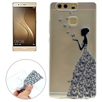 Huawei P9 Cover Schutzhülle TPU Silikon Transparent Schmetterlingfrau Motiv