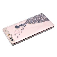 Huawei P9 Plus Cover Schutzhülle TPU Silikon Transparent Schmetterlingfrau Motiv