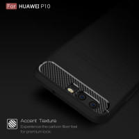 Huawei P10 Cover Schutzhülle TPU Silikon Textur/Carbon Design Schwarz