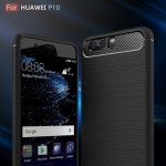 Huawei P10 Cover Schutzhülle TPU Silikon Textur/Carbon Design Schwarz