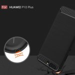 Huawei P10 Plus Cover Schutzhülle TPU Silikon Textur/Carbon Design Schwarz