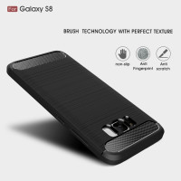 Samsung Galaxy S8 Cover Schutzhülle TPU Silikon Textur/Carbon Design Schwarz
