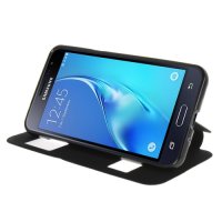 Samsung Galaxy J3 (2016) Case Handytasche mit ID Fenster & Standfunktion schwarz