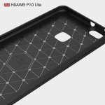 Huawei P10 Lite Cover Schutzhülle TPU Silikon Textur/Carbon Design Schwarz