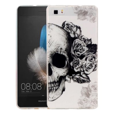 Huawei P8 Lite Cover Schutzhülle TPU Silikon Glas Klar Totenkopf Motiv