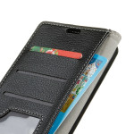 Sony Xperia L1 Handytasche Ledertasche Fotofach Kartenslot Retro Style Schwarz