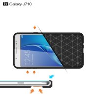Samsung Galaxy J7 (2016) Schutzhülle TPU Silikon Textur/Carbon Design Schwarz