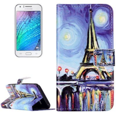 Samsung Galaxy J5 Case Handytasche Ledertasche Standfunktion Eiffelturm Motiv