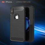 Schutzhülle für iPhone X/XS Cover TPU Silikon Textur/Carbon Design Schwarz