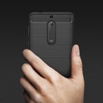 Nokia 5 Cover Schutzhülle TPU Silikon Textur/Carbon Design Schwarz