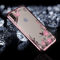 iPhone XS iPhone X Cover Schutzhülle TPU Silikon Rose/Gold Blumen Motiv