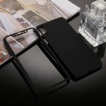 iPhone XS iPhone X Cover Schutzhülle 360° PC Kombi mit Displayschutzglas Schwarz
