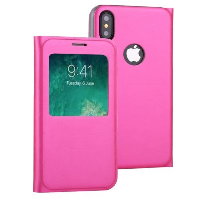 iPhone XS iPhone X Case Handytasche Ledertasche ID Fenster Pink