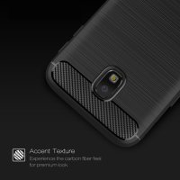 Samsung Galaxy J3 (2017) Schutzhülle TPU Silikon Textur/Carbon Design Schwarz