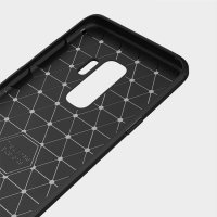 Samsung Galaxy S9+ Cover Schutzhülle TPU Silikon Textur/Carbon Design Schwarz