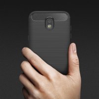Samsung Galaxy J5 (2017) Schutzhülle TPU Silikon Textur/Carbon Design Schwarz