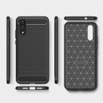 Huawei P20 Cover Schutzhülle TPU Silikon Textur/Carbon Design Schwarz