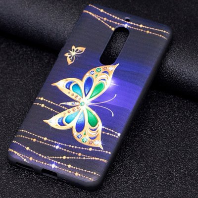 Nokia 5 Cover Schutzhülle TPU Silikon Schmetterling Gold Motiv