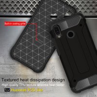 Huawei P20 Lite Cover Schutzhülle TPU Silikon/PC Kombi Carbon Design Schwarz