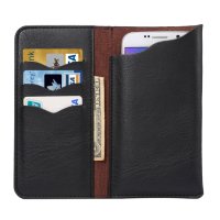 Universal Handy-Leder-Tasche Brieftaschen Style Handys 4,8 bis 5,3 Zoll Schwarz