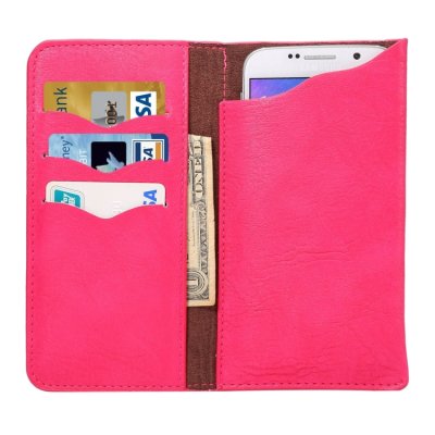 Universal Handy-Leder-Tasche Brieftaschen Style Handys 4,8 bis 5,3 Zoll Magenta