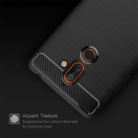 Nokia 7 Plus Cover Schutzhülle TPU Silikon Textur/Carbon Design Schwarz