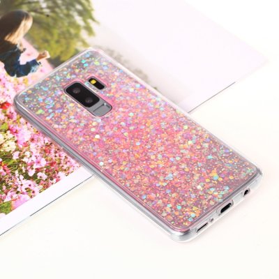 Samsung Galaxy S9+ Cover Schutzhülle TPU Silikon Glitter Effekt Pink