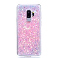 Samsung Galaxy S9+ Cover Schutzhülle TPU Silikon Glitter Effekt Pink