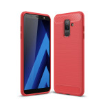 Samsung Galaxy A6+ (2018) Cover Schutzhülle TPU Silikon Textur/Carbon Design Rot
