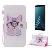 Samsung Galaxy A6 (2018) Case Handytasche Ledertasche Kartenslot Katzen Motiv