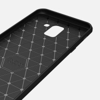 Samsung Galaxy J6 (2018) Cover Schutzhülle TPU Silikon Textur/Carbon Design Rot