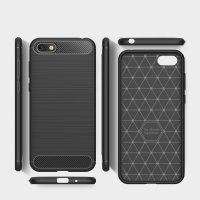 Huawei Y5 (2018) Cover Schutzhülle TPU Silikon Textur/Carbon Design Schwarz