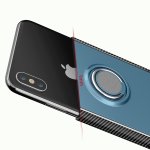 iPhone XS Max Cover Schutzhülle TPU Silikon Metall Ring Standfunktion Schwarz