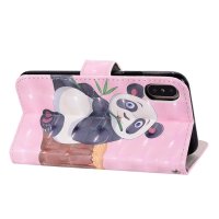 iPhone XR Handytasche Ledertasche Standfunktion 3D Panda Bär Motiv