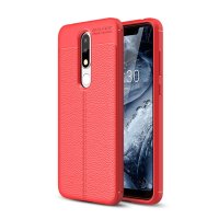 Nokia 5.1 Plus (X5) Cover Schutzhülle TPU Silikon Textur Design Rot