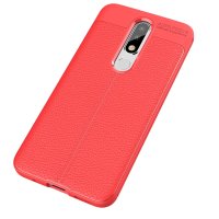 Nokia 5.1 Plus (X5) Cover Schutzhülle TPU Silikon Textur Design Rot