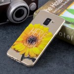 Samsung Galaxy A8 (2018) Cover Schutzhülle TPU Silikon Klar Sonnenblumen Motiv
