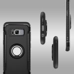Samsung Galaxy S8 Schutzhülle TPU Silikon Metal Haltering Standfunktion Schwarz