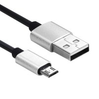 USB auf Micro USB Spiral Ladekabel Datenkabel 30-100 cm Silber