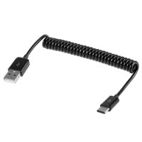 USB auf Type C Spiral Ladekabel Datenkabel 30-100 cm Schwarz