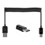 USB auf Type C Spiral Ladekabel Datenkabel 30-100 cm Schwarz