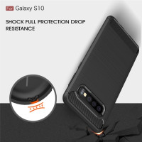 Samsung Galaxy S10 Schutzhülle TPU Silikon Textur/Carbon Design Schwarz